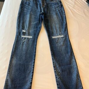 CAbi Straight Leg Pants with Distressed Details